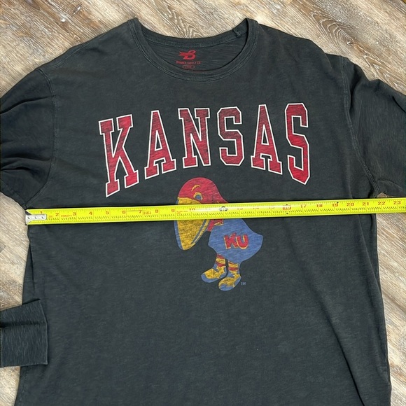 KU Jayhawks Men's Long Sleeve T Shirt Size L Banner Supply Co Retro Cotton Flaw - Picture 6 of 12